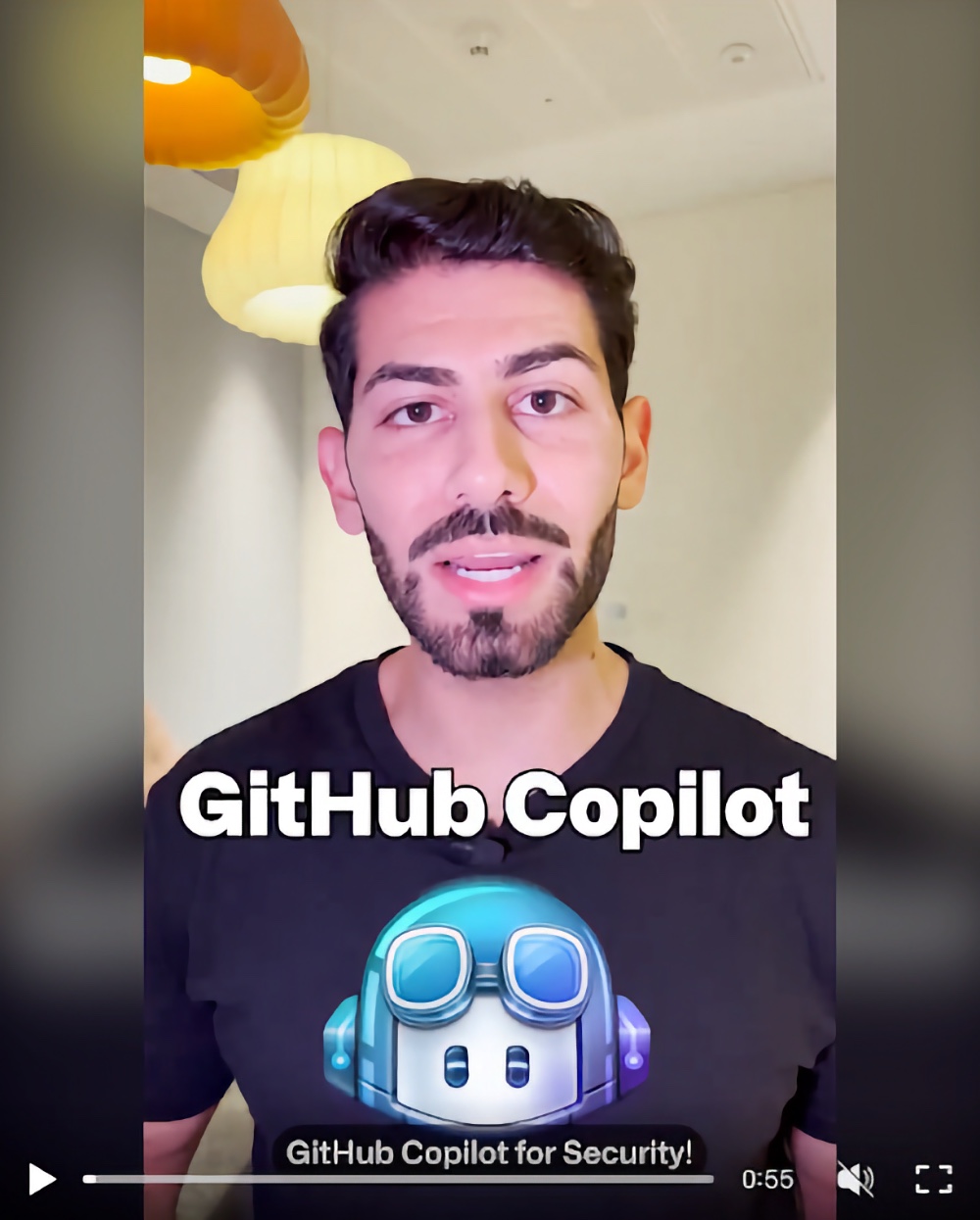 Video still from a GitHub Copilot security video on LinkedIn